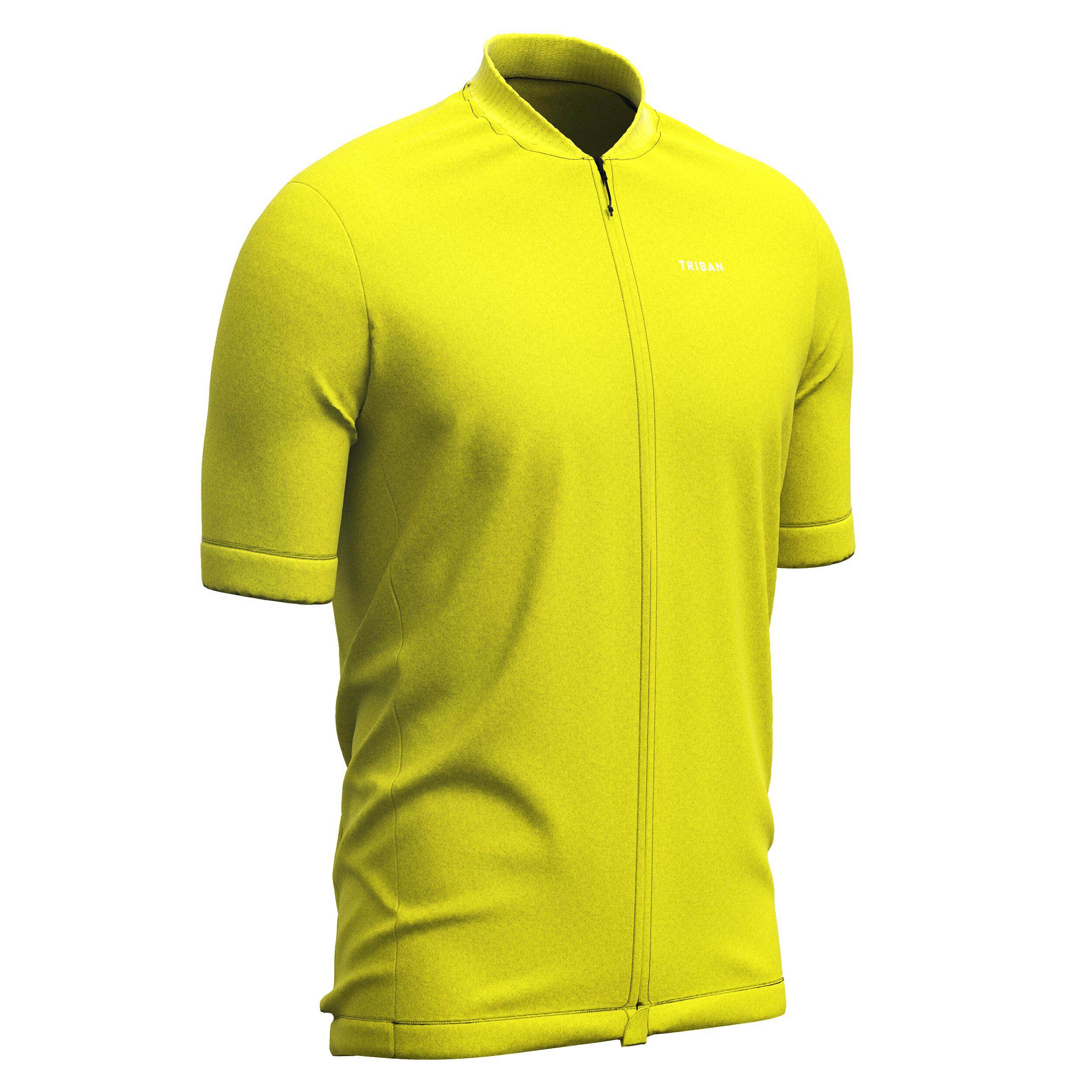 VAN RYSEL Men's Short-Sleeved Road Cycling Summer Jersey RC100 - Yellow