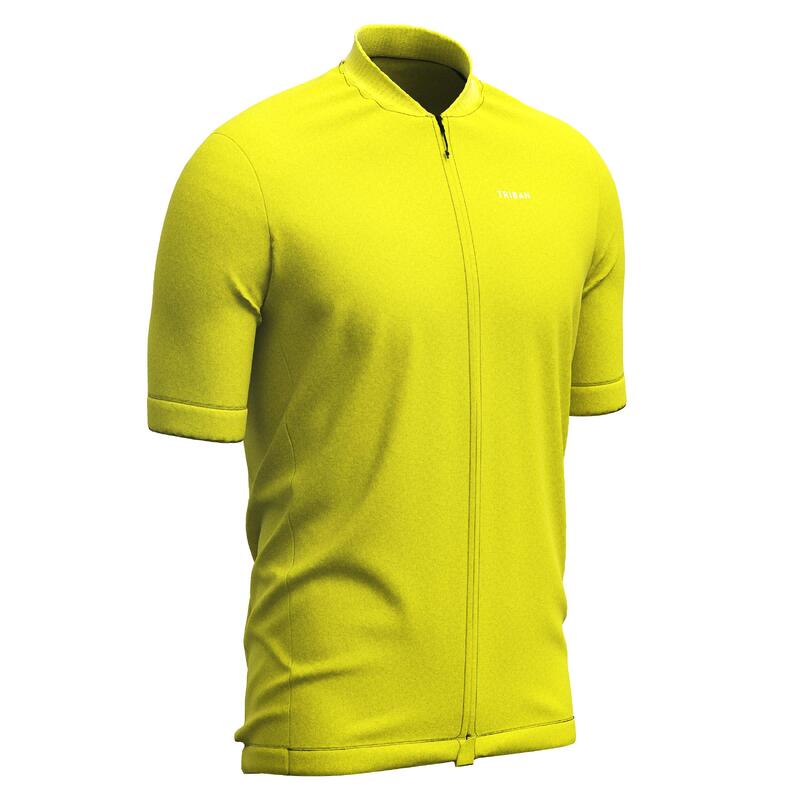 Pánský letní dres na silniční cyklistiku s krátkým rukávem RC100 žlutý