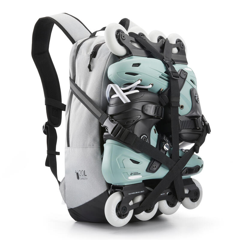 Ролики 20. Рюкзак для роликов Oxelo. Inline Skate Backpack. Рюкзак для роликов 20 литров черный Декатлон.