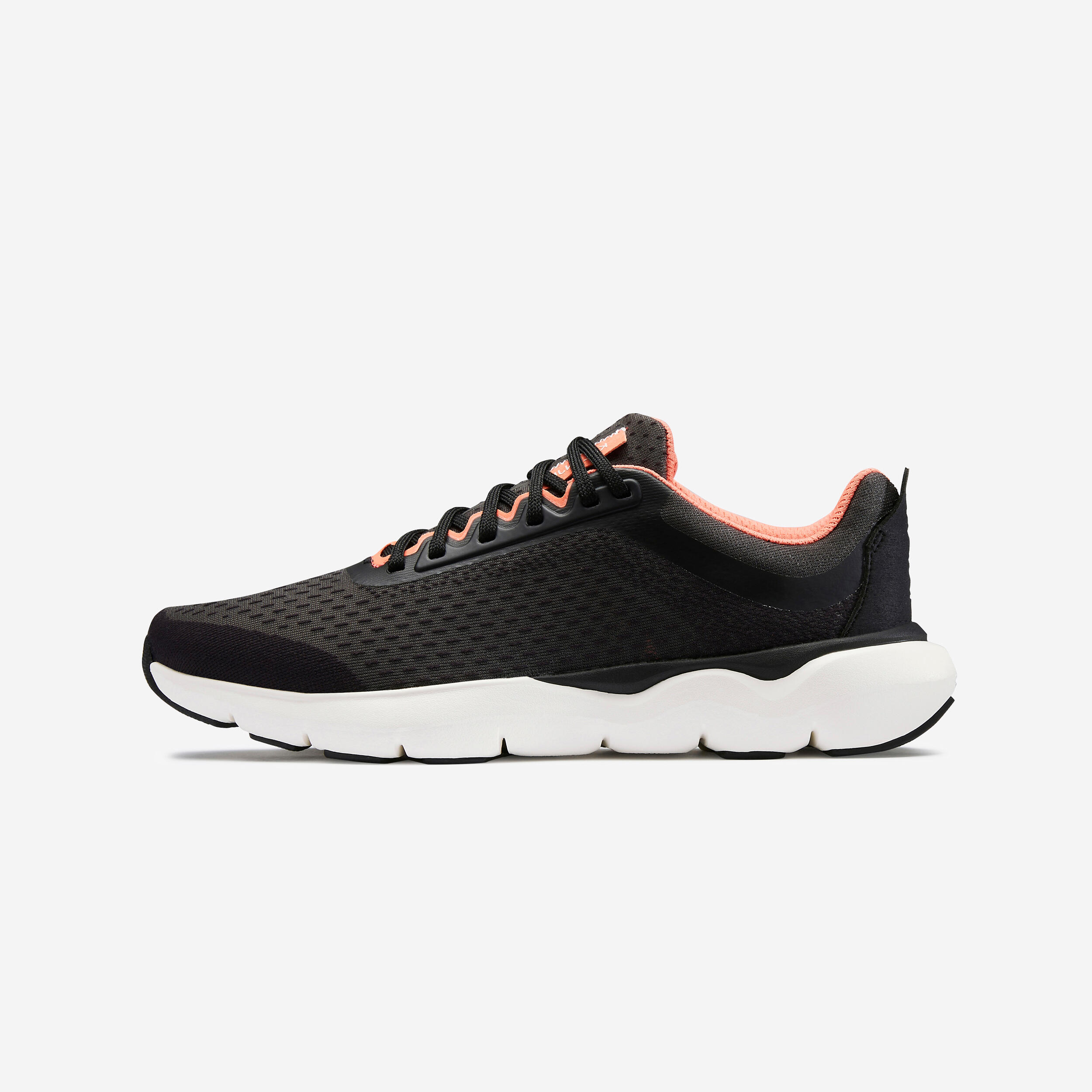 chaussures de running femme jogflow 500.1 noir et rose corail - kalenji
