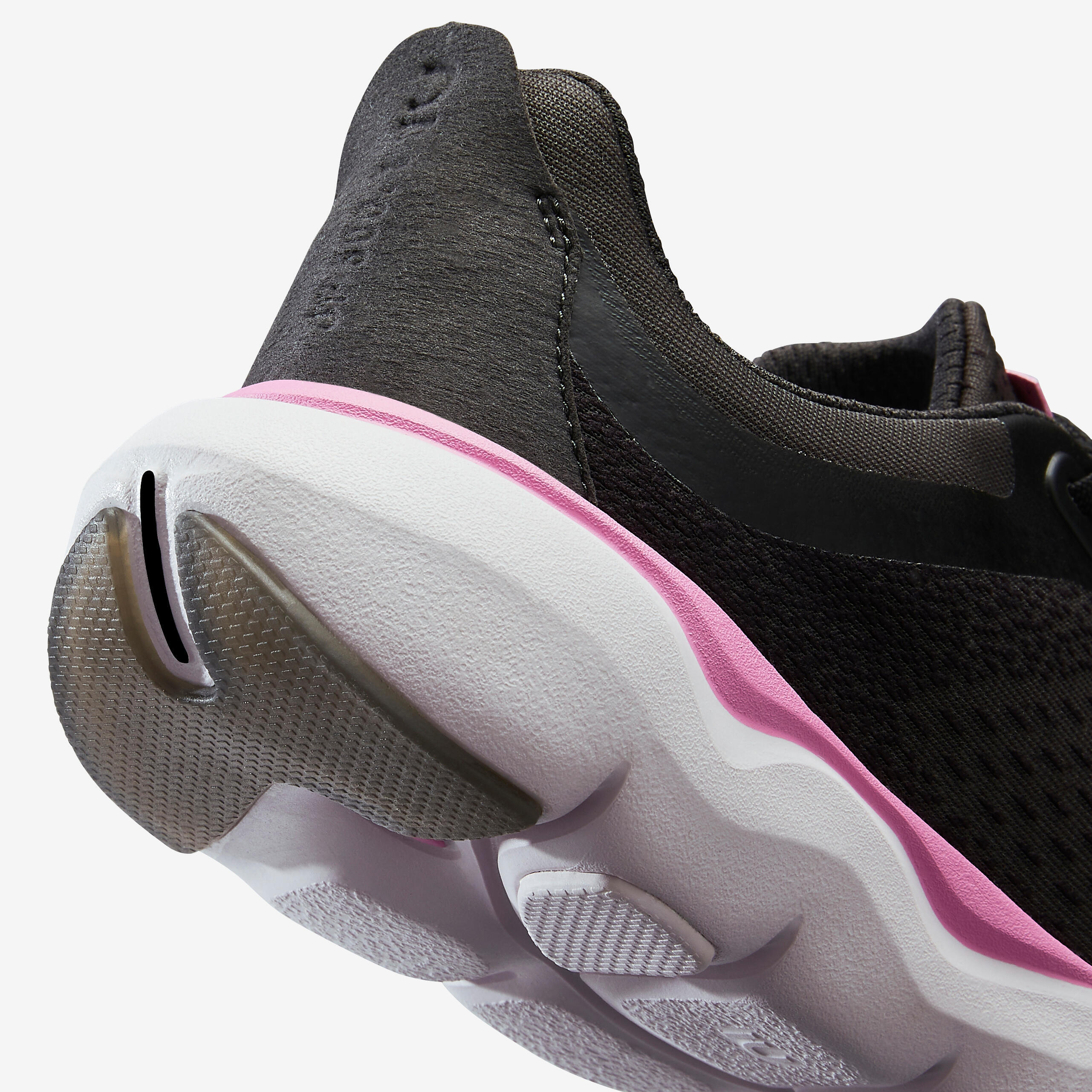 JOGFLOW 500.1 Women's Running Shoes - Dark Grey and Pink. 3/8