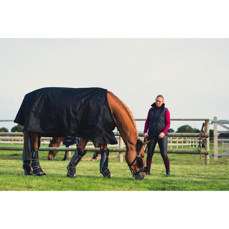 Protectores transporte equitación fouganza Traveller 500 caballo negro y gris x4