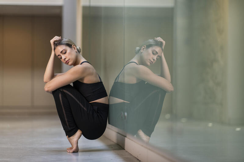 Pantaloni donna danza moderna con bande laterali neri