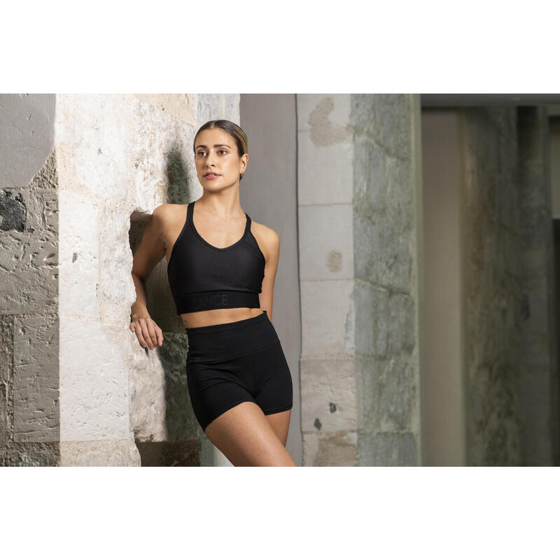Top de Alças Finas e Copas Amovíveis de Dança Moderna Mulher Preto