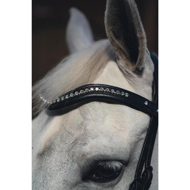 Filet de dressage équitation Cheval et Poney - 900 noir et blanc