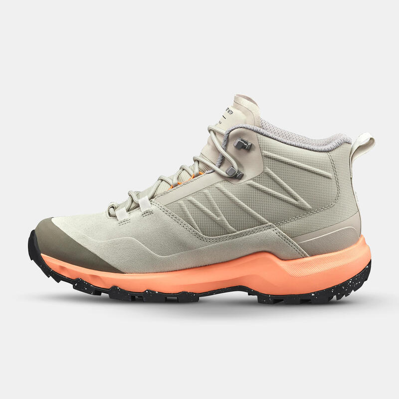 Women's Waterproof Mountain Walking Shoes MH500 MID Grey QUECHUA