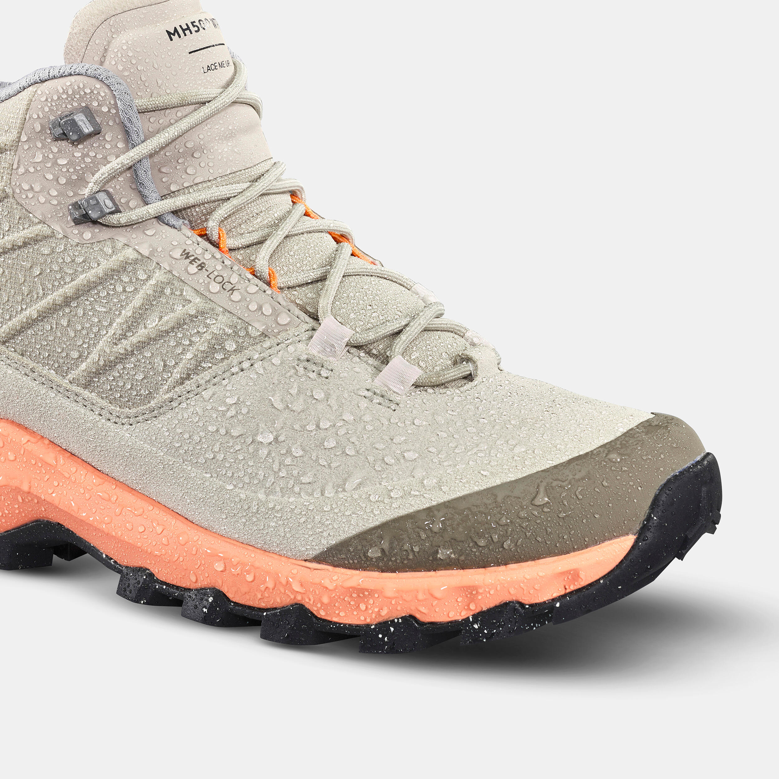 Waterdichte schoenen voor bergwandelen dames MH500 mid beige 2/8