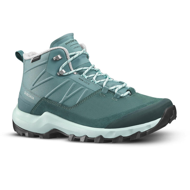 Chaussures de randonnée montagne femme MH500 MID imperméable vert