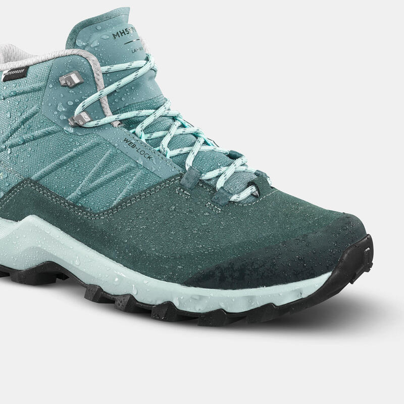 Botas impermeáveis de caminhada na montanha MH500 Mid Mulher Verde