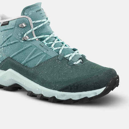 Women’s Waterproof Mountain Walking Shoes MH500 MID Green