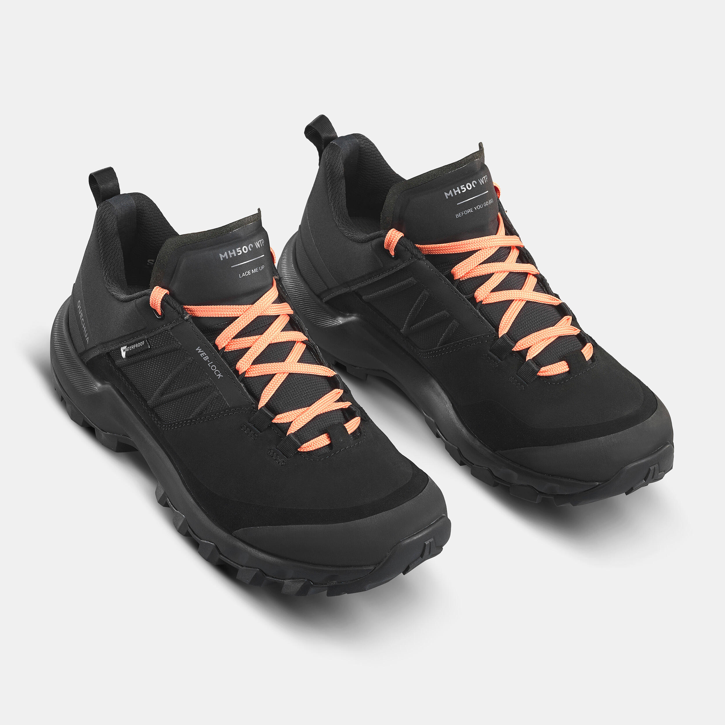 Waterdichte schoenen voor bergwandelen voor dames MH500 zwart 5/9