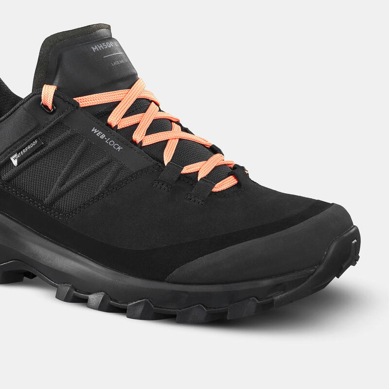 Women’s Waterproof Mountain Walking Shoes MH500 Black
