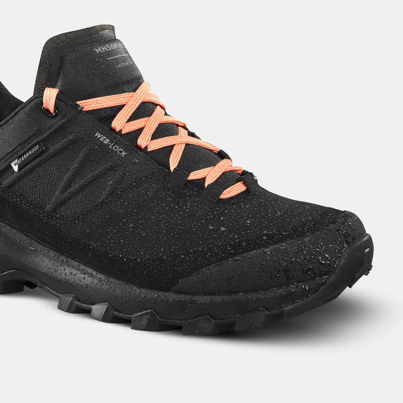 Women’s Waterproof Mountain Walking Shoes MH500 Black