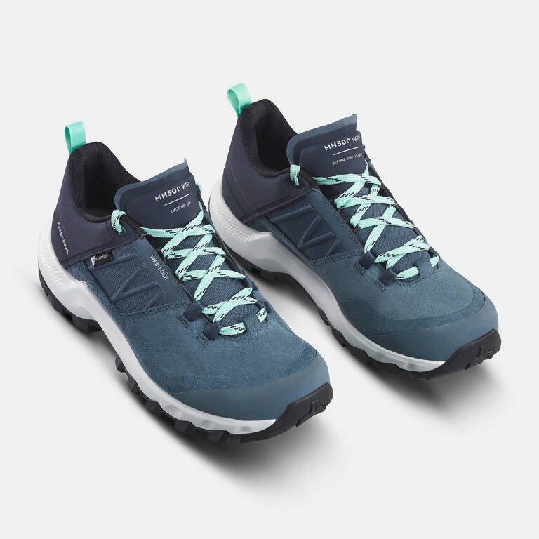 Sepatu Hiking Pegunungan Wanita Waterproof MH500 - Biru