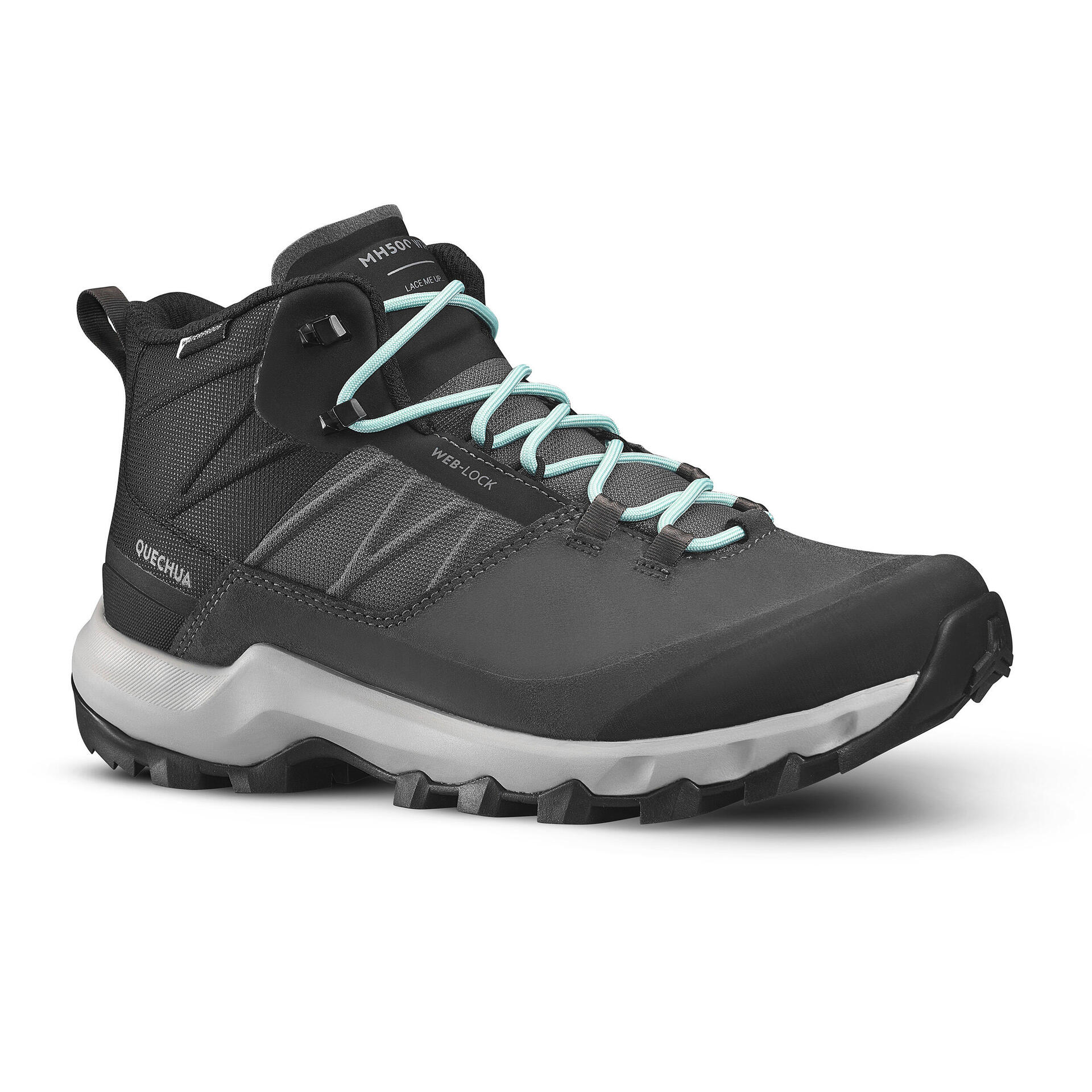 Women's Waterproof Mountain Walking Shoes MH500 MID Grey