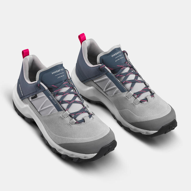 Women’s Waterproof Mountain Walking Shoes MH500 Grey