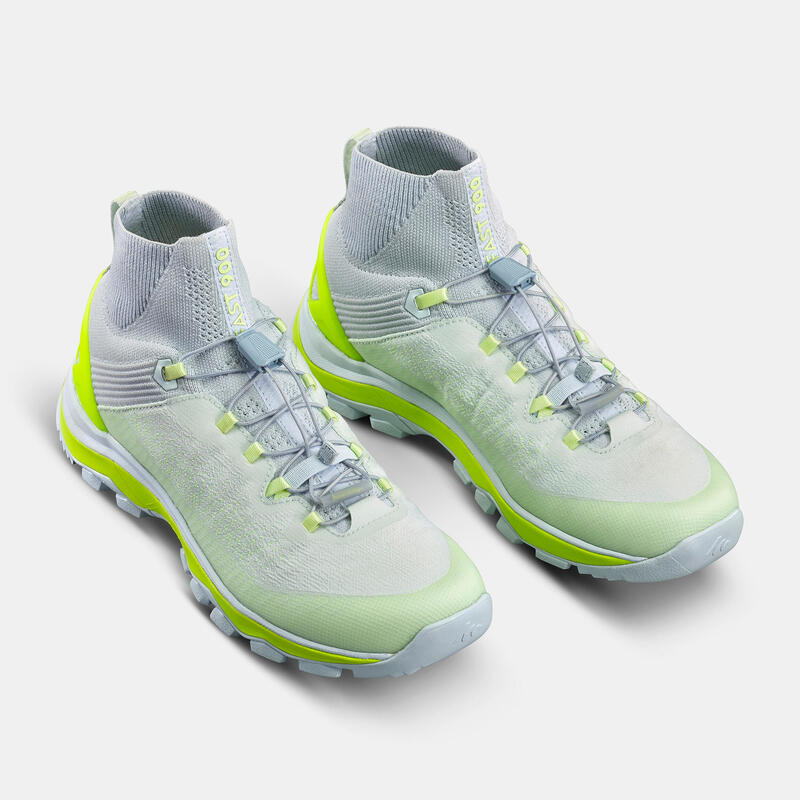 Women’s ultralight fast hiking shoes FH 900 grey yellow.