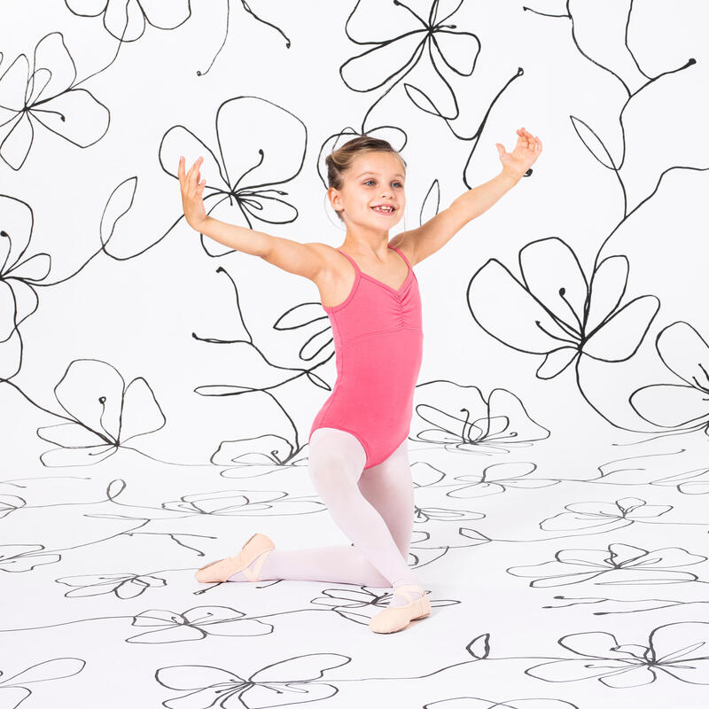 Maillot de Dança Clássica com Alças Finas Menina Rosa Escuro