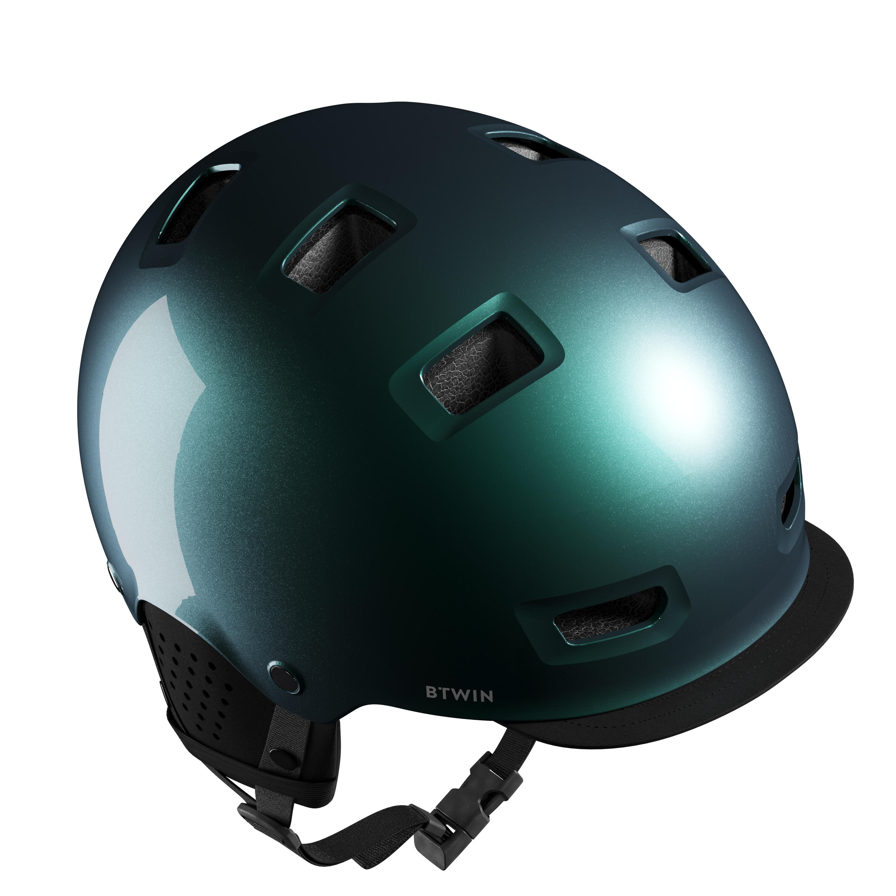 BTWIN 500 City Cycling Bowl Helmet - Petrol Blue
