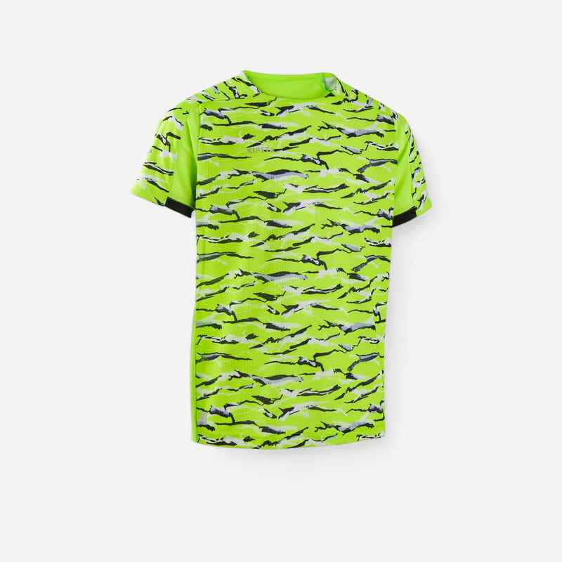 Kids' Short-Sleeved Football Shirt Viralto Solo - Jungle Neon Yellow & Black