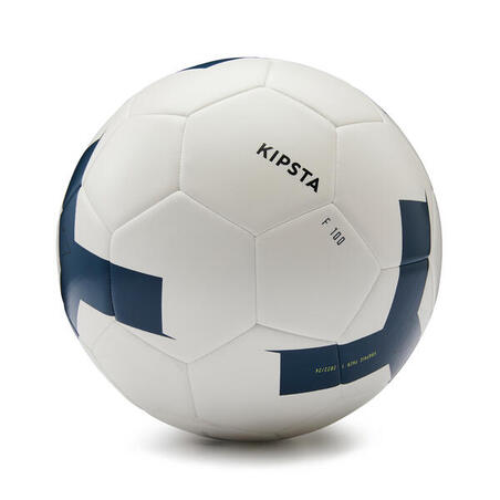 Ballon de football cousu machine F100 taille 5 blanc - Decathlon