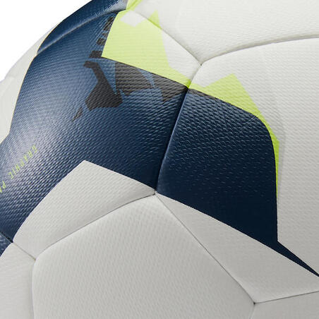 Balón de fútbol Híbrido FIFA BASIC F500 talla 5 blanco amarillo
