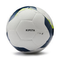 Balón de fútbol Híbrido FIFA BASIC F500 talla 5 blanco amarillo