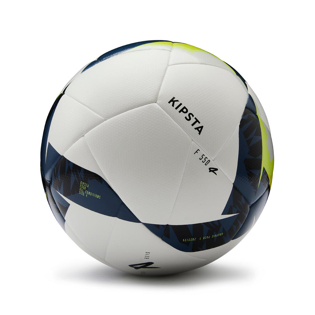 Futbalová lopta F550 Hybride veľkosť 4 bielo-žltá