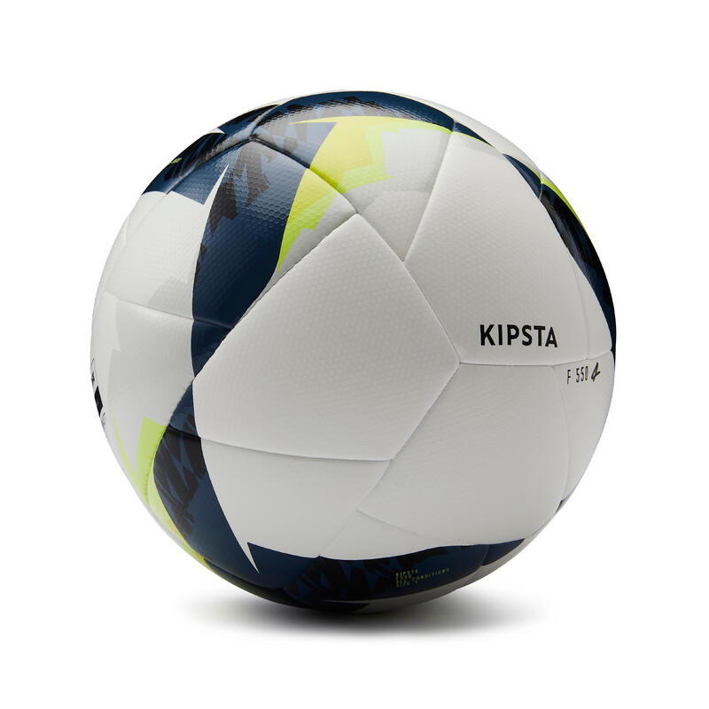 Balón de fútbol Híbrido FIFA BASIC F550 talla 4 blanco amarillo