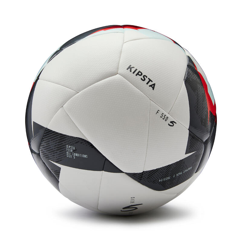 Pallone calcio F 550 ibrido taglia 5 bianco-rosso