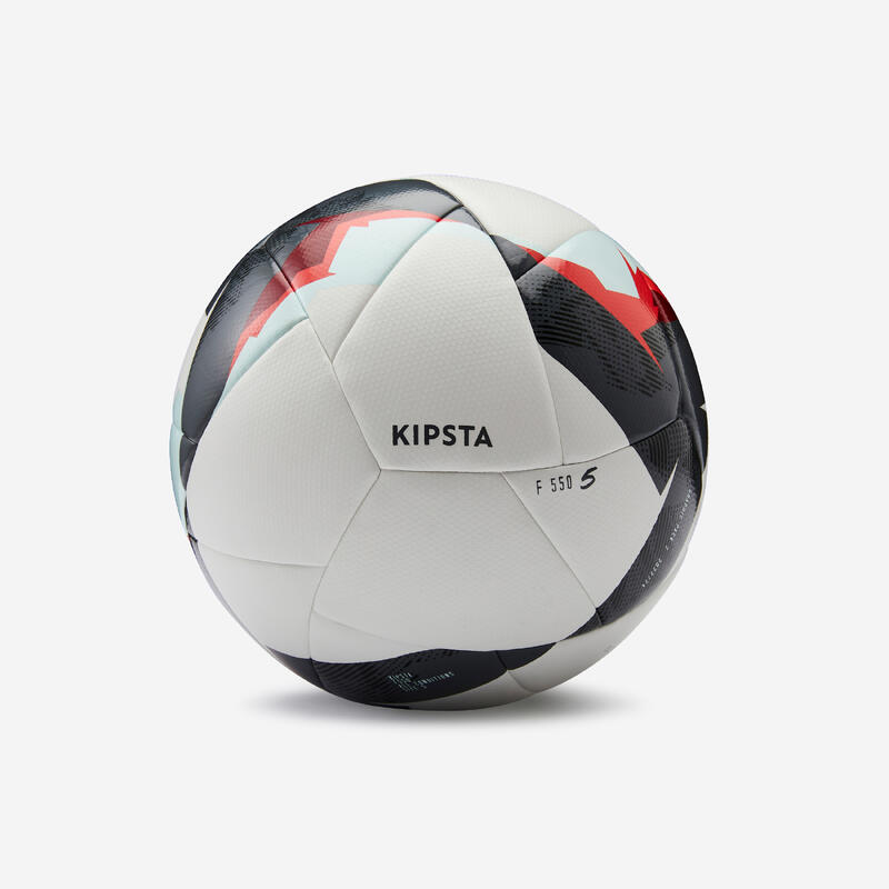 Pallone calcio F 550 ibrido taglia 5 bianco-rosso