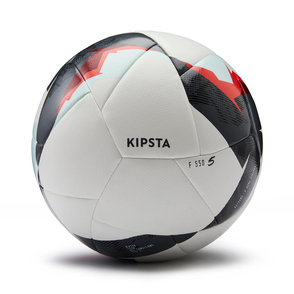 Fussball Grösse 5 Hybrid FIFA Basic - F550 weiss/rot