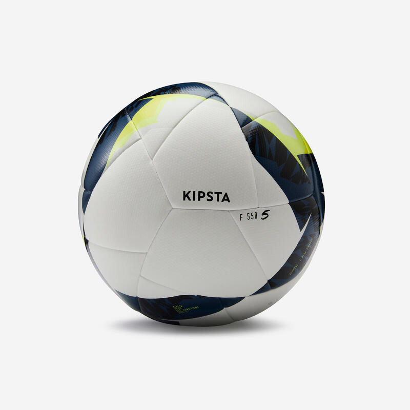 Balón de fútbol Híbrido FIFA BASIC F550 talla 5 blanco amarillo