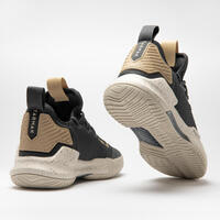 CHAUSSURES DE BASKETBALL TIGE BASSE HOMME/FEMME - FAST 500 NOIR BEIGE