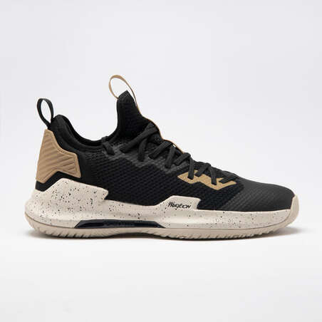 CHAUSSURES DE BASKETBALL TIGE BASSE HOMME/FEMME - FAST 500 NOIR BEIGE