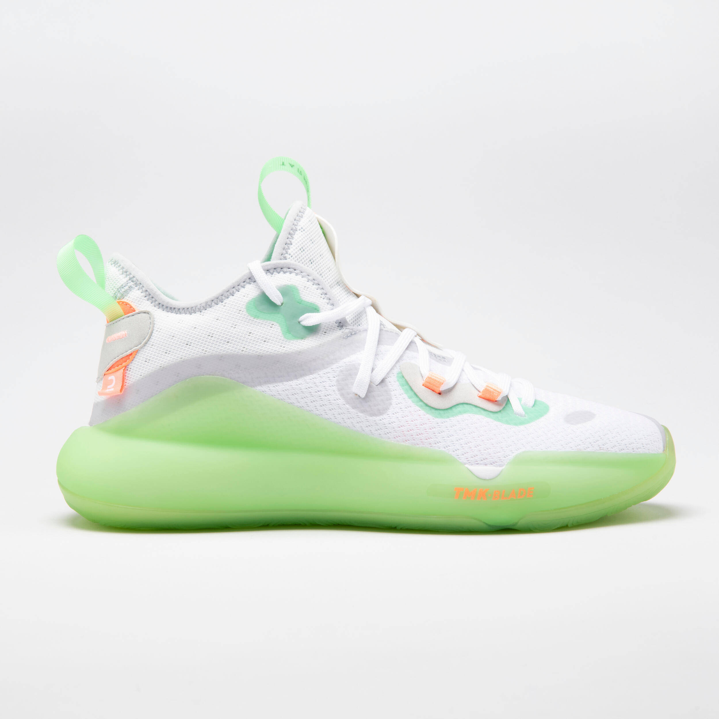 Adult Basketball Shoes Mid Ankle Elevate 500 White And Turquoise -  1