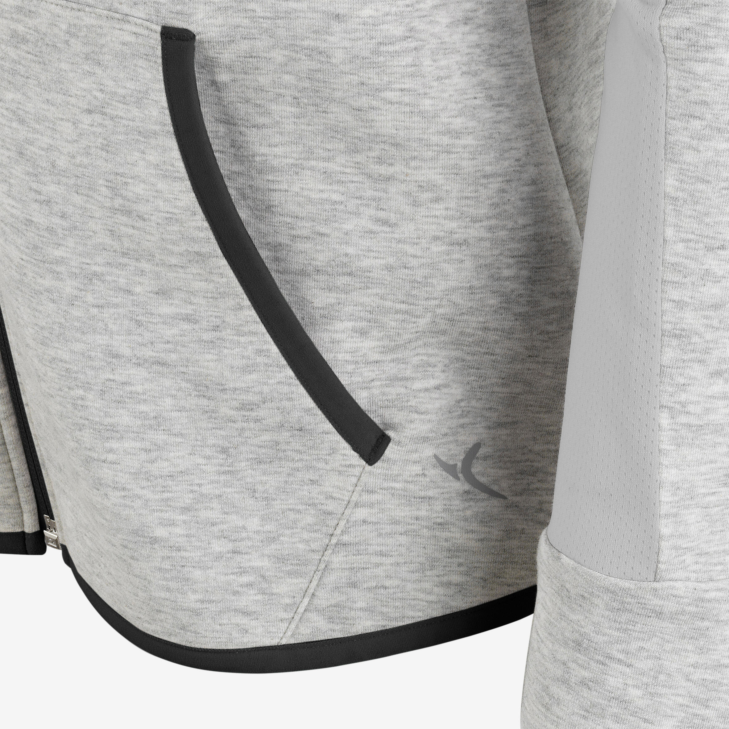 Kids' Warm Hoodie 900 - Light Grey Marl/Green Hood 5/6