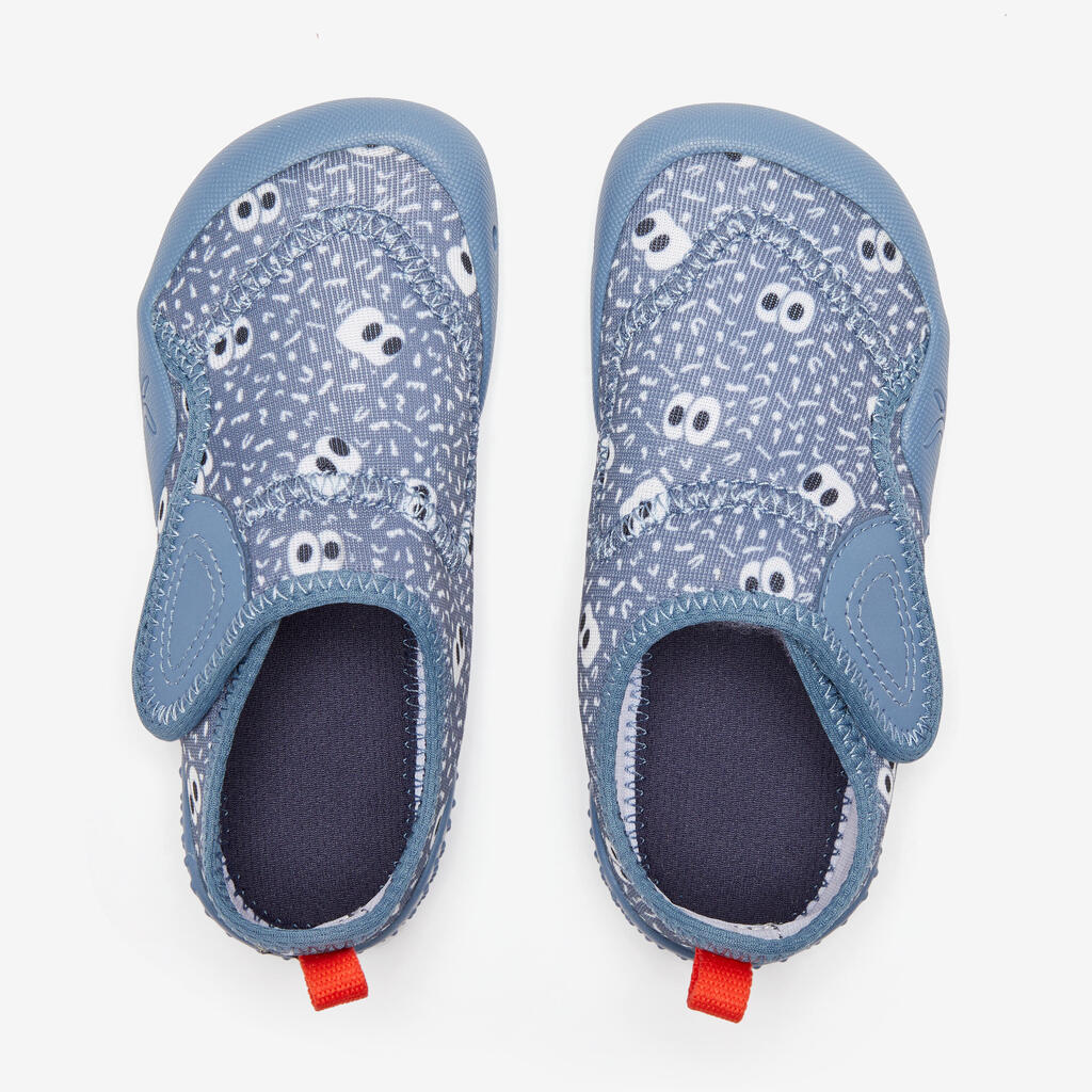 Turnschuhe Babylight atmungsaktiv Babyturnen - blau mit Muster