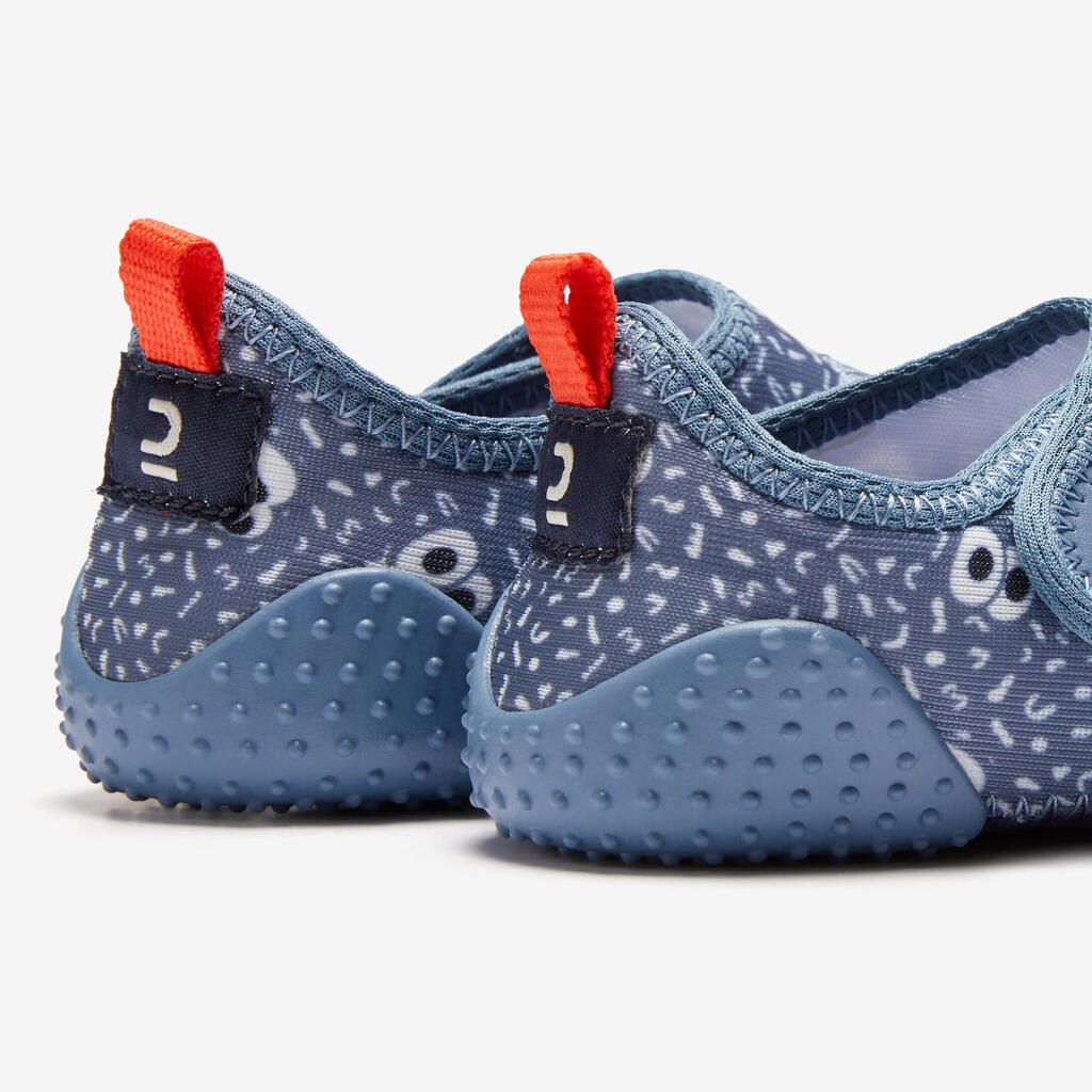 Turnschuhe Babylight atmungsaktiv Babyturnen - blau mit Muster