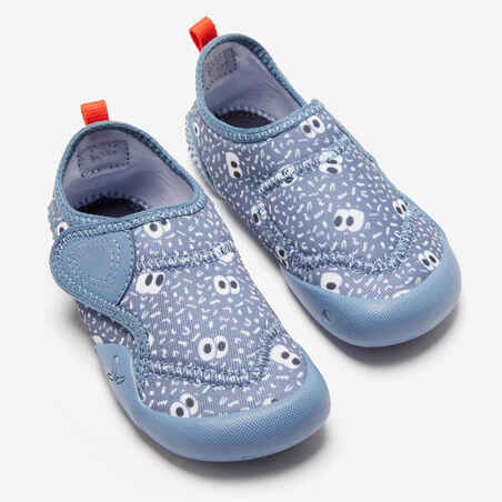 Turnschuhe Babylight atmungsaktiv Babyturnen - blau mit Muster
