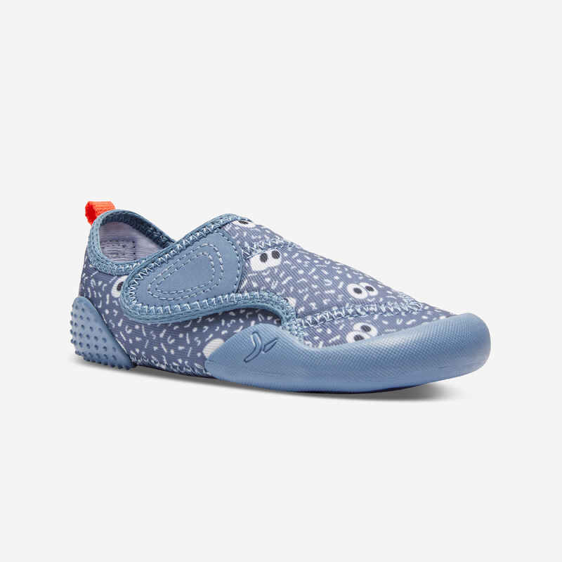 Turnschuhe Babylight atmungsaktiv Babyturnen - blau mit Muster