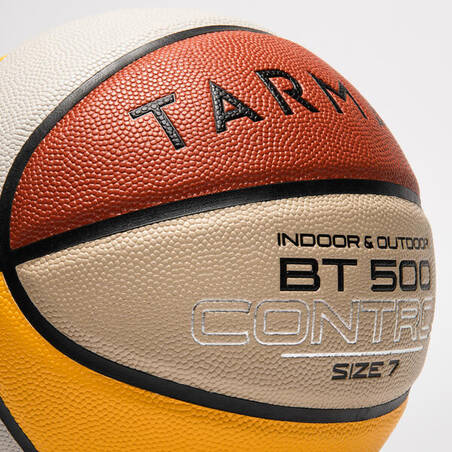 Bola Basket Ukuran 7 BT500 - Jingga/Krem/Kuning