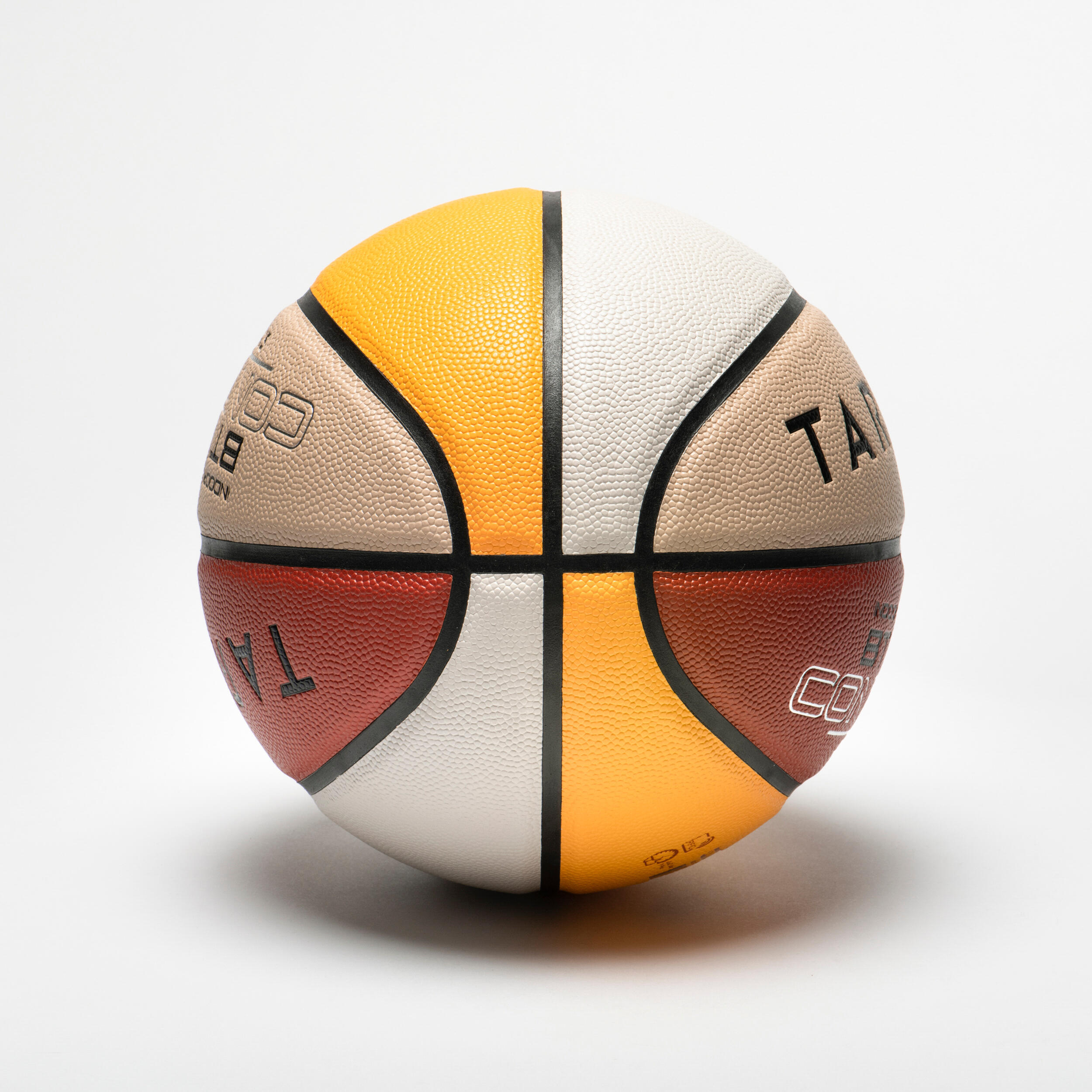 Balón de baloncesto talla 7 - BT500 naranja beige amarillo 3/6