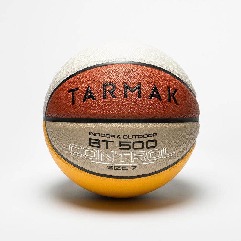 Basketbalový míč BT500 CONTROL velikost 7 hnědo-žluto-bílý 