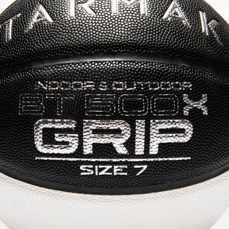 Bola Basket BT500X GRIP S7 Hitam, Abu-abu, Putih