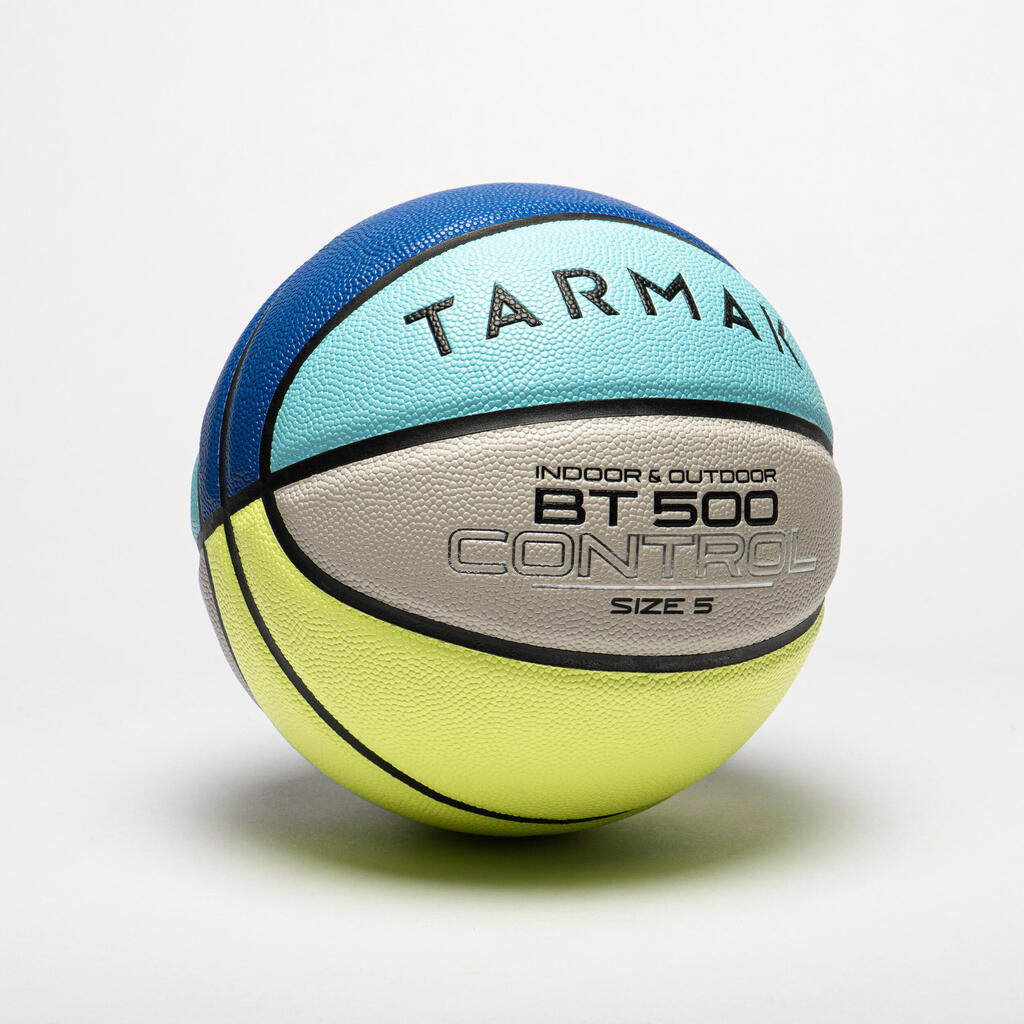 Size 5 Basketball BT500 - Blue/Grey/Yellow