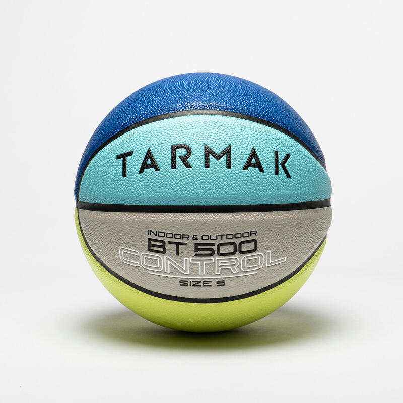 Basketbal maat 5 BT500 blauw grijs geel
