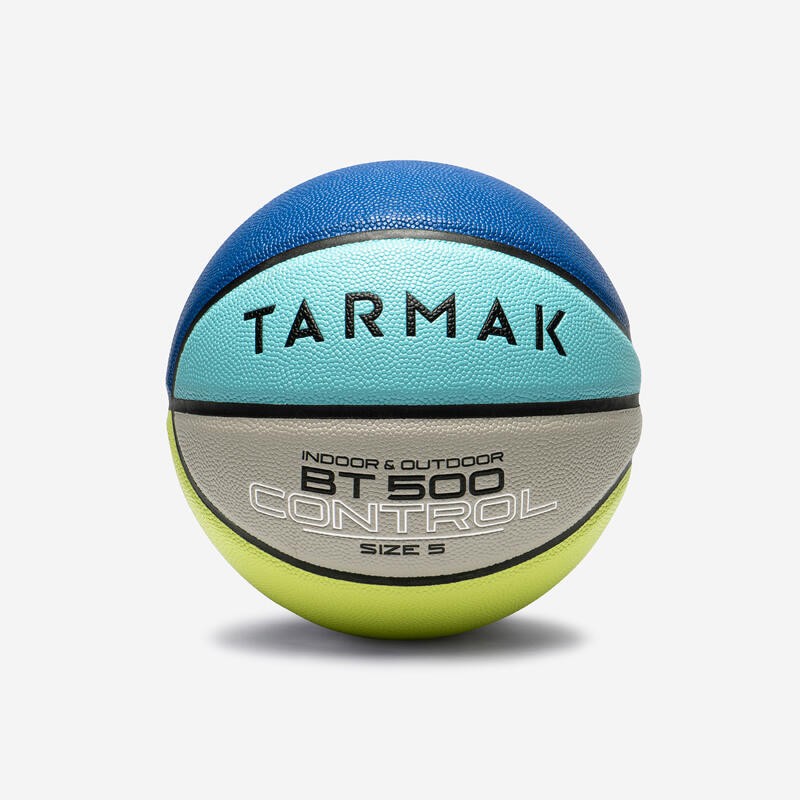 Ballon de basketball taille 5 - BT500 bleu gris jaune