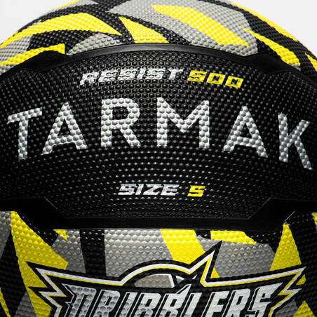 Bola Basket R500 S5 - Hitam/Abu-abu/Kuning