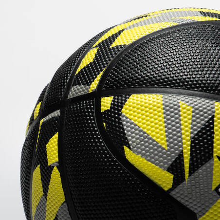 Bola Basket R500 S5 - Hitam/Abu-abu/Kuning